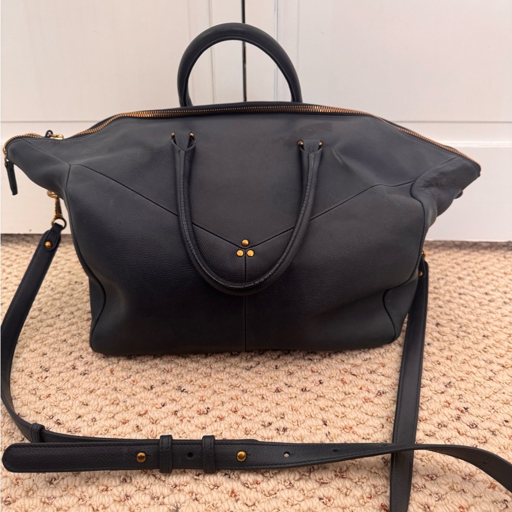 Jerome Dreyfus’s Navy Calfskin Leather Gerald Satchel Handbag